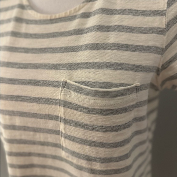 Madewell Button Back Short Sleeve Dress Cream w/Gray Striped with Buttons Size S - Picture 3 of 10
